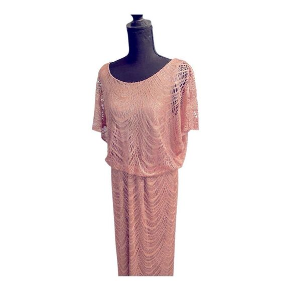 SL Fashions NY Gold Fringe Maxi Dress 14W NWT | Fall Wedding Guest | Cocktail Ev - Picture 3 of 15